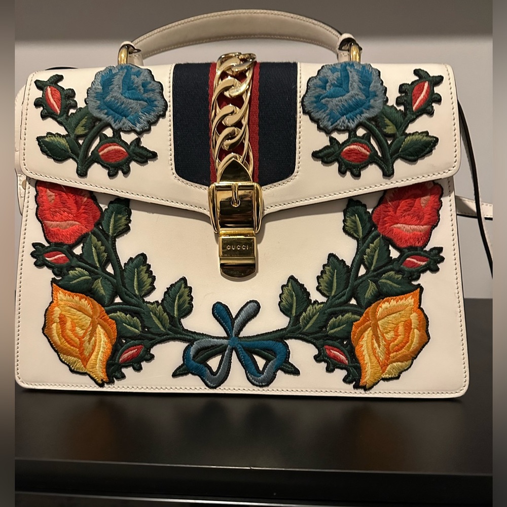 Gucci smooth Calfskin Embroidered Sylvie  *SOLD ELSEWHERE*